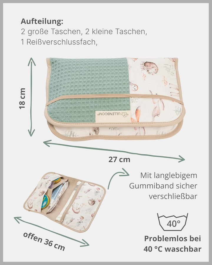ULLENBOOM Windeltasche für unterwegs Waldfreunde (Made in EU) - Wickeltasche für bis zu 3 Windeln, F