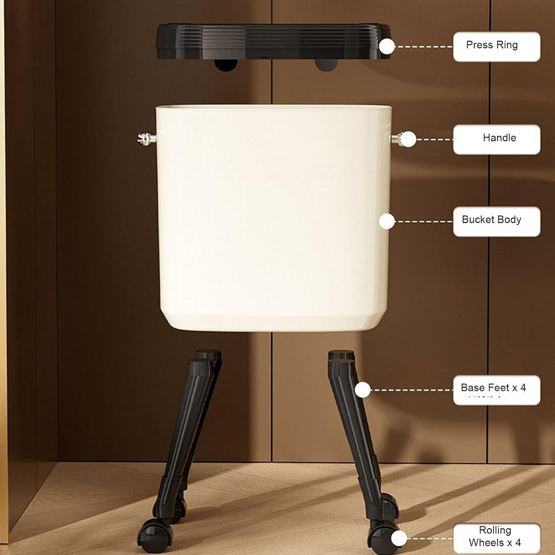 VBESTLIFE Hochbeiniger Mülleimer mit Rädern, 3,96 Gallonen/15 L, Schmales Design mit Deckel, Rollend