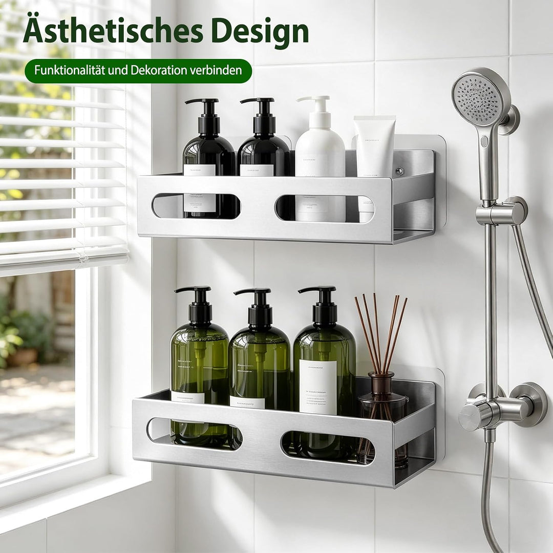 AIKER Duschablage Ohne Bohren,HochwertigerVerdickter/Stark/grosse Edelstahl SUS304 Badezimmer Organi