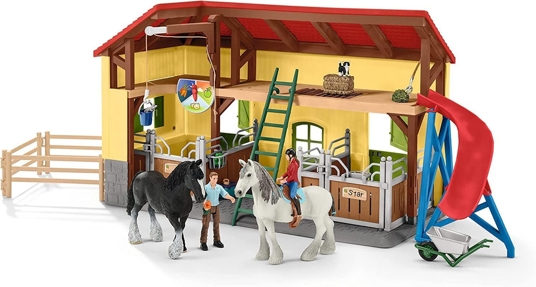 SCHLEICH 42485 Pferdestall, für Kinder ab 3+ Jahren, Farm World - Spielset Single Standardverpackung