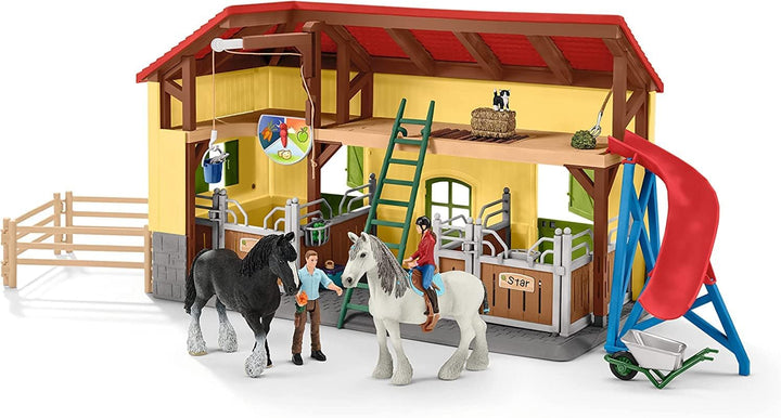 SCHLEICH 42485 Pferdestall, für Kinder ab 3+ Jahren, Farm World - Spielset Single Standardverpackung