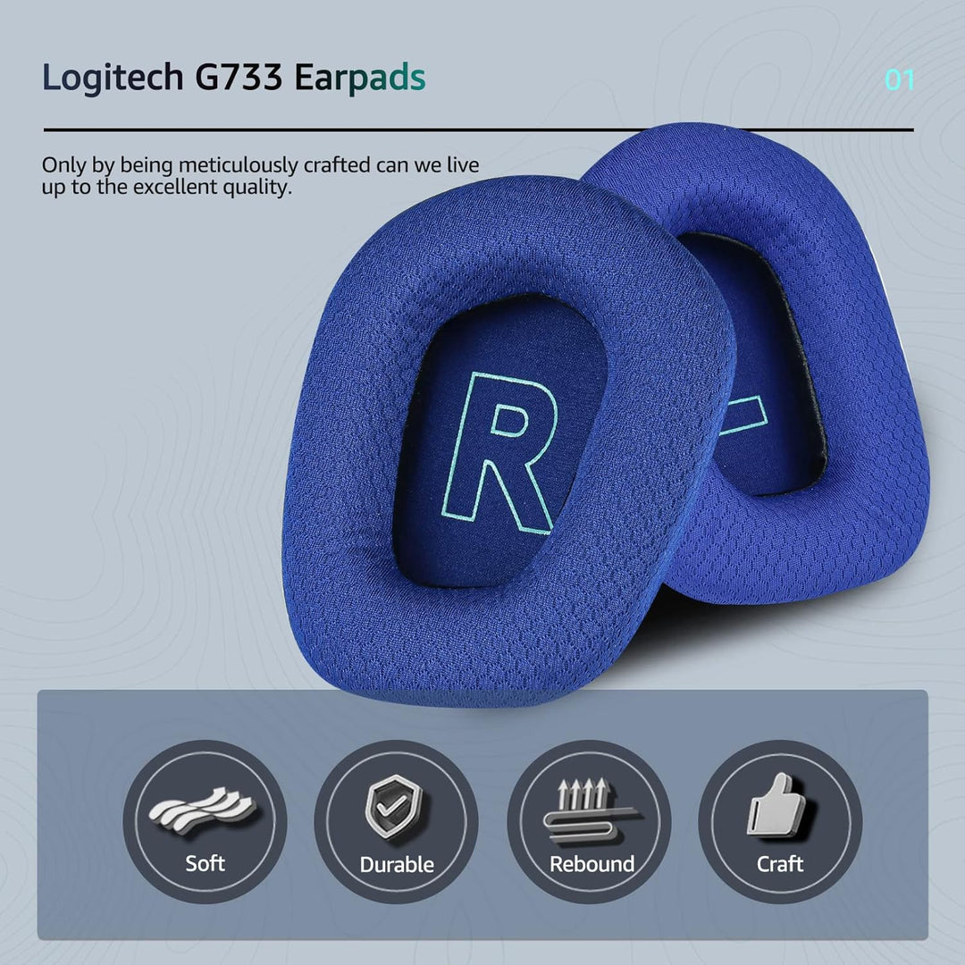 Atmungsaktives Netzgewebe Ersatz-Ohrpolster für Logitech G733 & G335 Gaming Headset - Optimale Klang