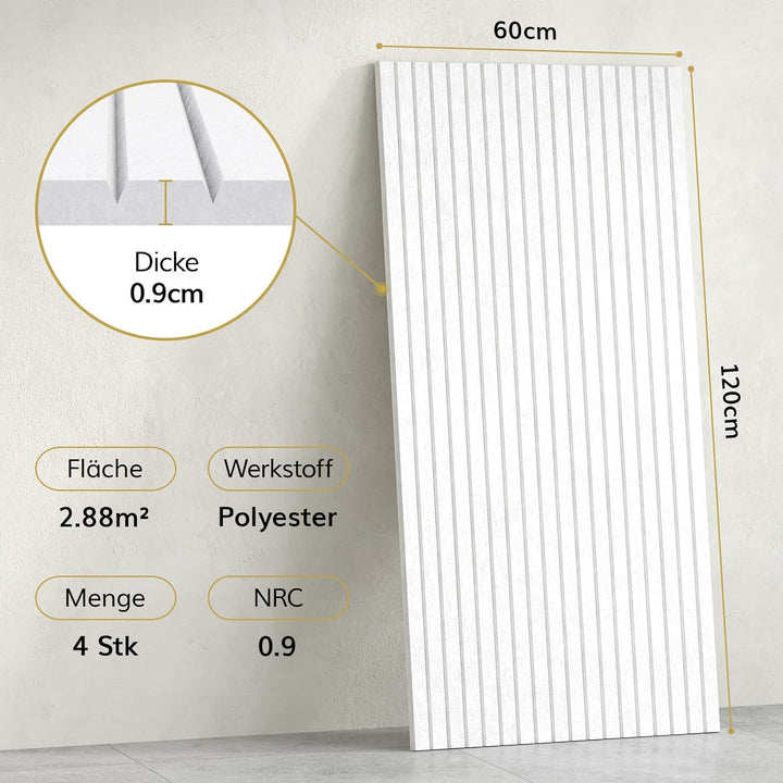 TONOR Gross Akustikplatten Selbstklebend, 4 pack 120x60x0.9 cm Schalldämmung Wand Schallschutzplatte