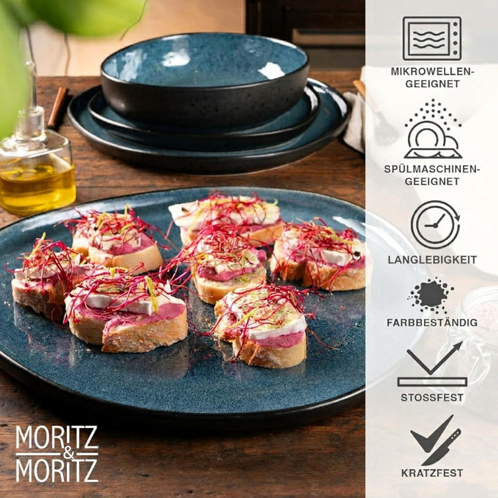 Moritz & Moritz ORGANIC Servierteller Set - 2x Grosse Teller aus hochwertigem Steinzeug, Modern & Ze