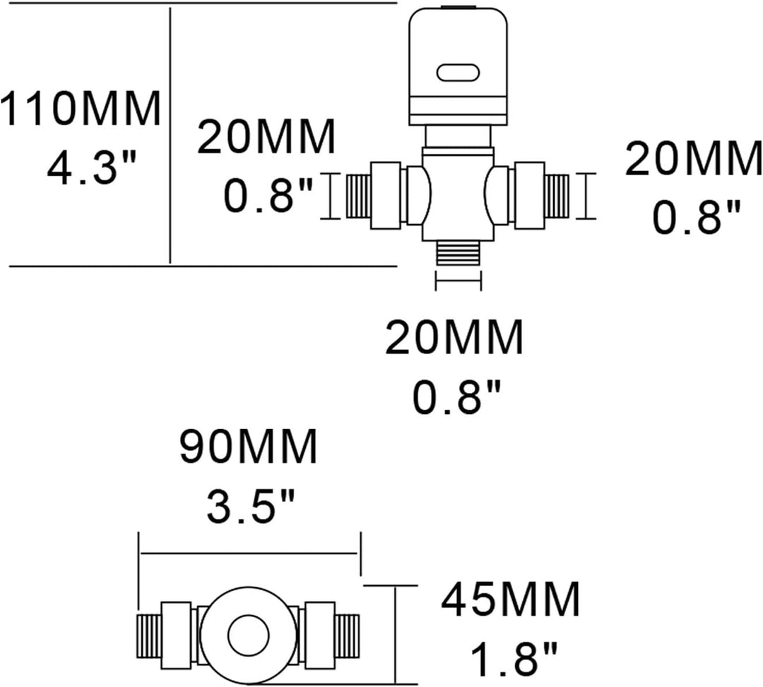 CIENCIA Thermostatventil 1/2 zoll 3 Wege Ventil Thermostat Messing Duschthermostat Brausethermostat