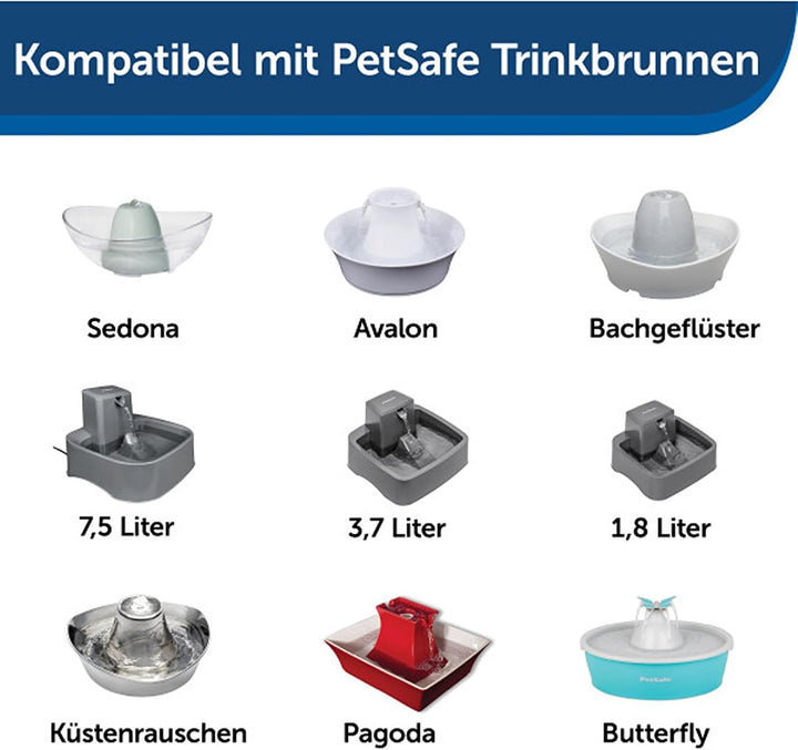 PetSafe Ersatz-Aktivkohlefilter für Drinkwell-Keramik-Trinkbrunnen, Sauberes Trinkwasser für Hunde u