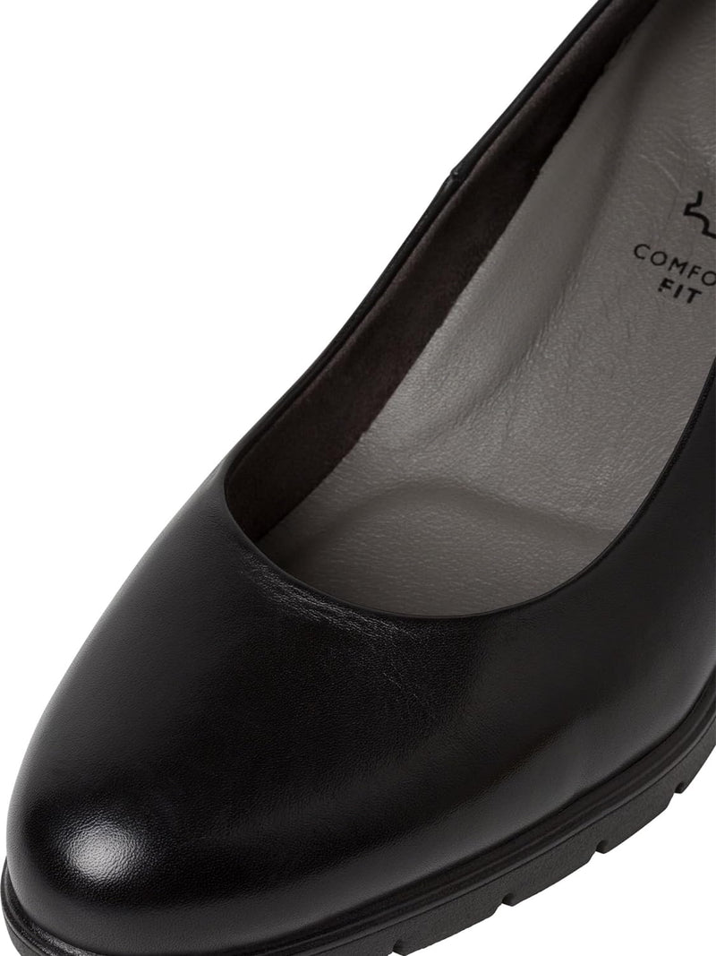 Tamaris Comfort Damen Pumps aus Leder mit Blockabsatz Comfort Fit 37 EU Schwarz, 37 EU Schwarz