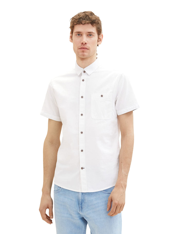 TOM TAILOR Herren Kurzarm-Hemd mit Brusttasche XL 20000 - White, XL 20000 - White