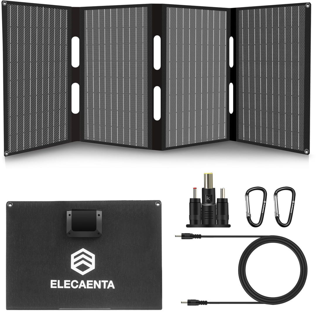 ELECAENTA 40W ETFE Solar Ladegerät Faltbar Solarmodul 3-Port, 18V DC/USB/USB-C PD30W, Tragbare Solar