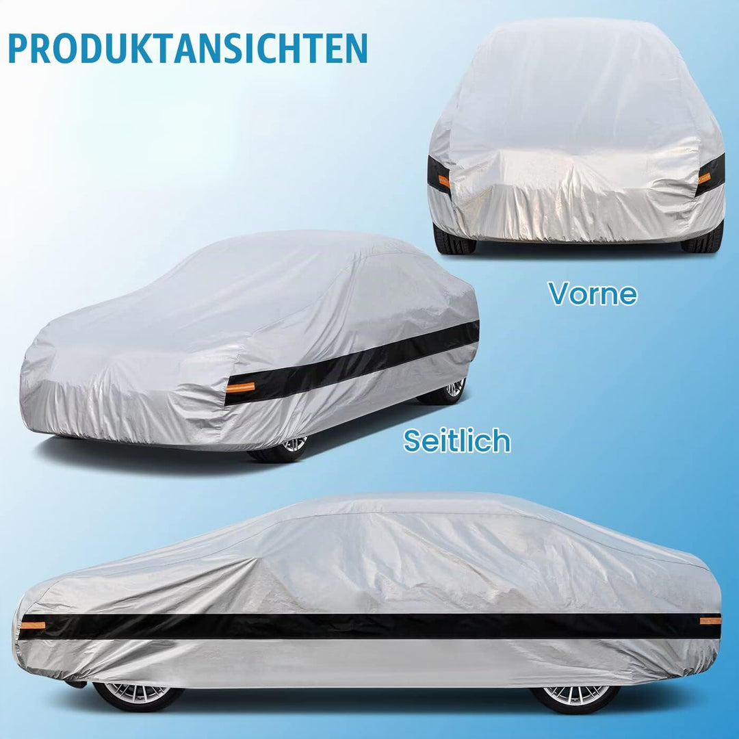 10 Schichten Autoabdeckung 100% Wasserdicht, Auto Abdeckplane für Vollgarage Regen Sonne Staub UV Sc
