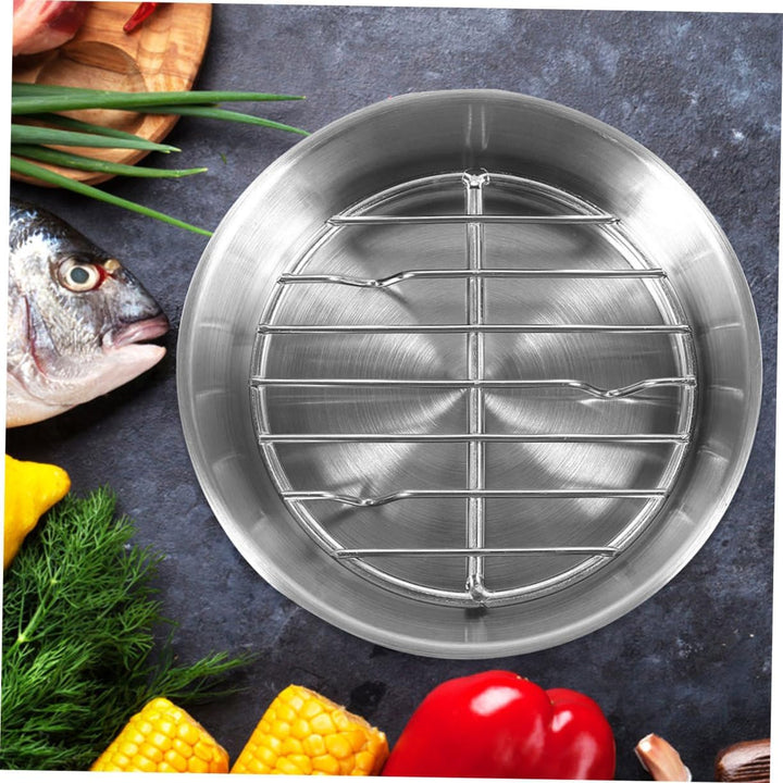 Zerodeko Hochleistungs Grillpfanne Edelstahl mit Ölablass Backblech 16cm Mehrzweck Bräter für Ofen u