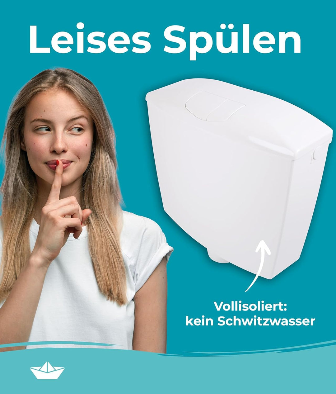 Calmwaters® Premium Spülkasten WC - Made in EU - wassersparend - 2-Mengen-Spülung - Aufputz Spülkast