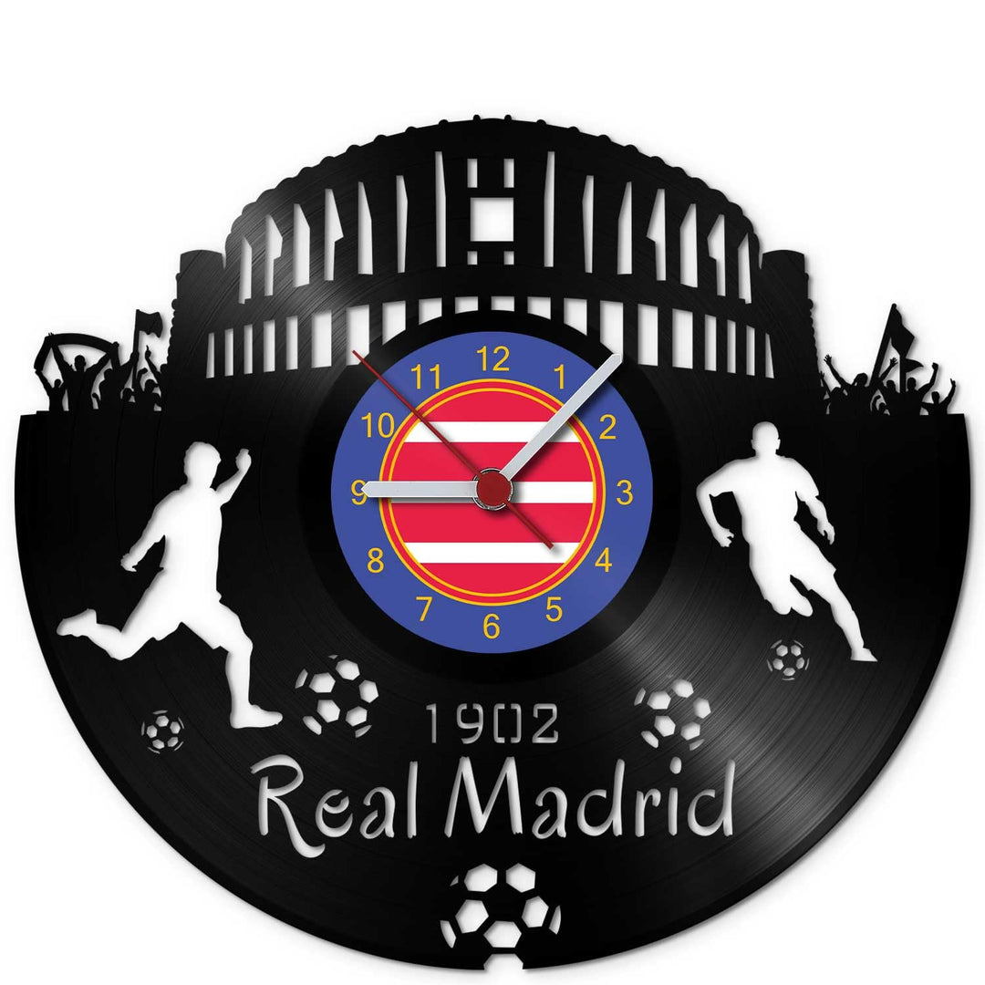 GRAVURZEILE Schallplattenuhr Real Madrid - 100% Vereinsliebe - Upcycling Design Wanduhr aus Vinyl Ma