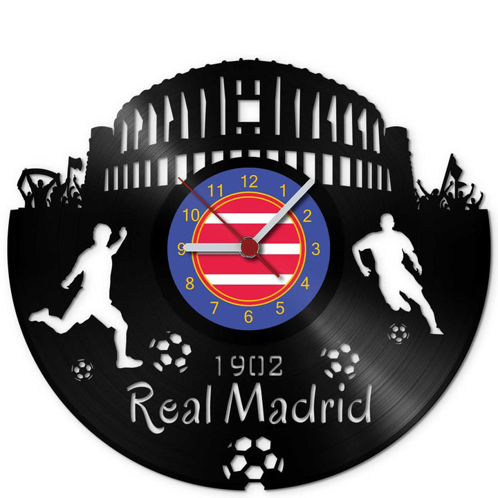 GRAVURZEILE Schallplattenuhr Real Madrid - 100% Vereinsliebe - Upcycling Design Wanduhr aus Vinyl Ma