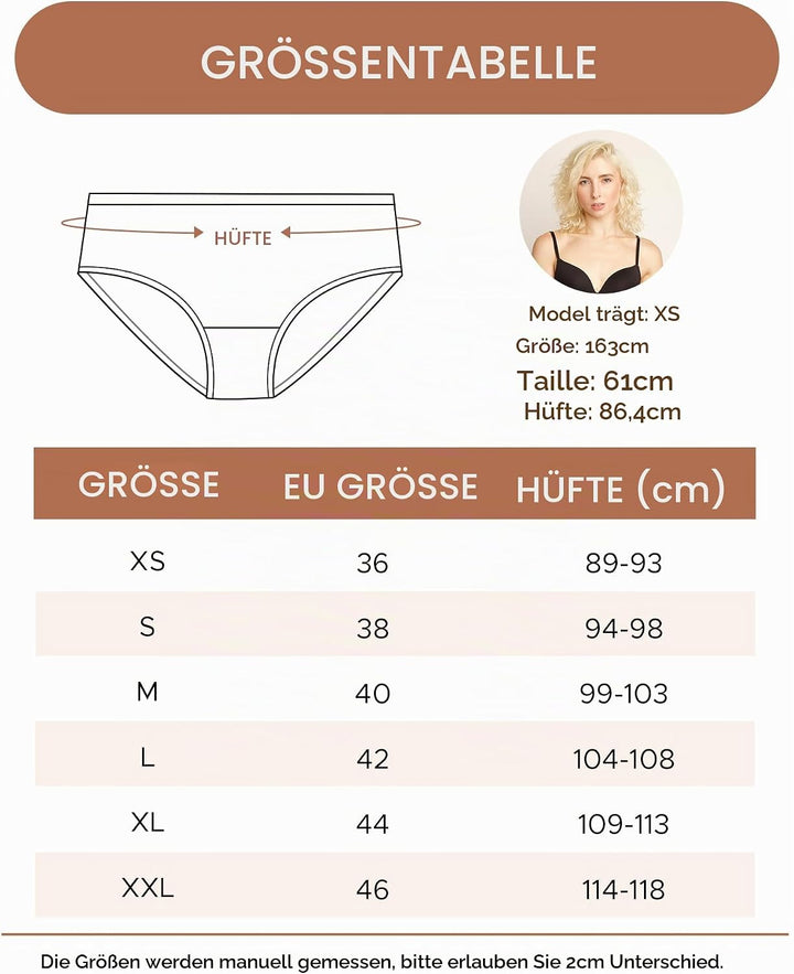 INNERSY Unterhosen Damen Baumwolle Atmungsaktive Hipster Unterwäsche Basic Bequem Panties 6er Pack X