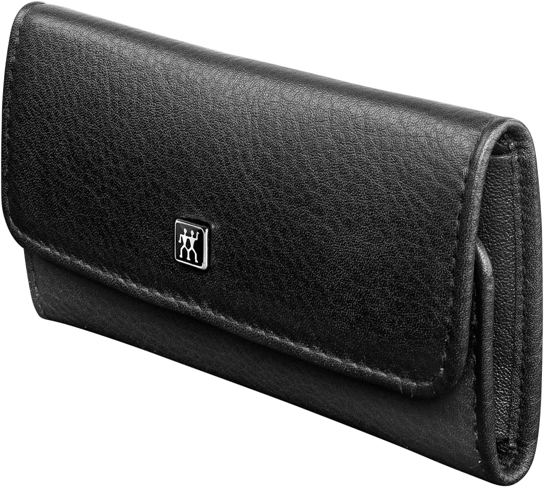ZWILLING Maniküre Set, Pediküre Kit aus Rindleder 4-teilig mit Nagelknipser, Premium, Schwarz