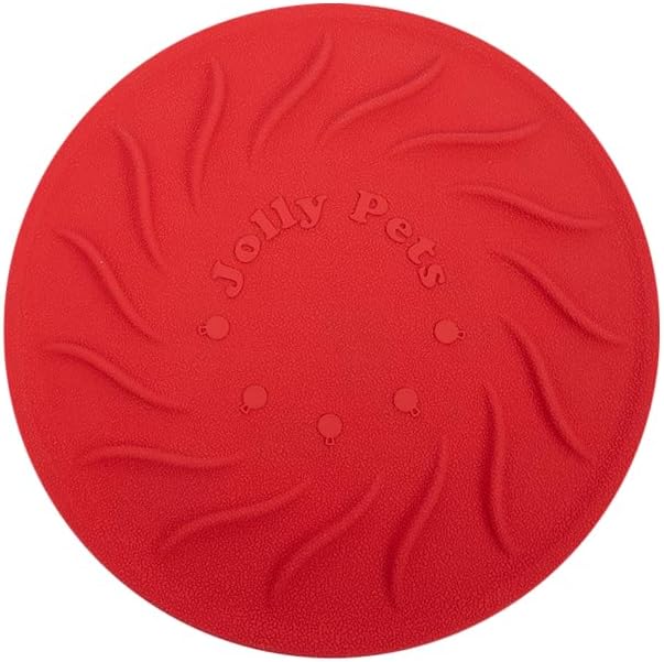 Jolly Pets Tuff Range; Tuff Flyer; 21,6 cm fliegende Scheibe Kauspielzeug für Hunde Rot/Ausflug, ein