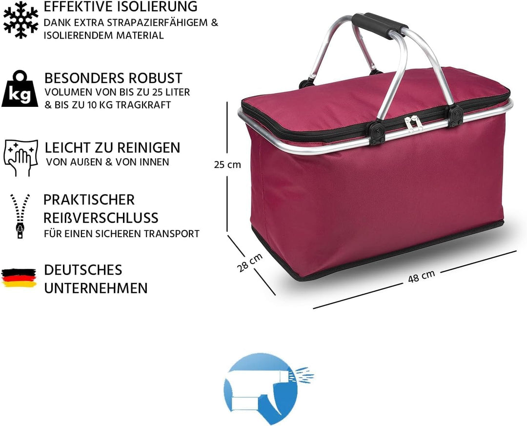 Einkaufskorb Kühlkorb 25 L Faltbarer Thermokorb Picknickkorb Korb Einkaufskörbchen Körbchen klappbar