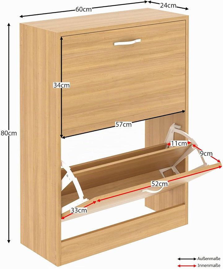 Vida Designs Schuhschrank mit 2 Klappfächern, Aufbewahrung für Schuhe, Organizer, Holzmöbel-Einheit,