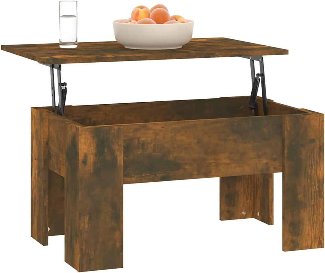 Tidyard Couchtisch Kaffeetisch Höhenverstellbarer Tischplatte Wohnzimmertisch mit Ablagefach Sofatis