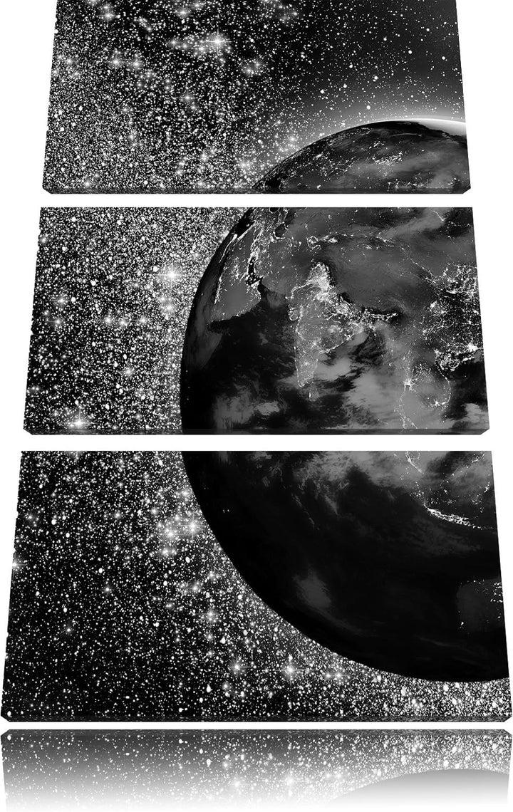 Pixxprint Erde im Weltall als Leinwandbild/Grösse: 3 Teilig (120x80) cm/Wandbild/Kunstdruck/fertig b