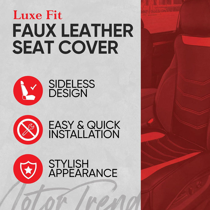 Motor Trend LuxeFit Beige Sitzbezüge für Autos, LKW, Van, SUV, 2 Stück, Premium-Kunstleder-Autositzb
