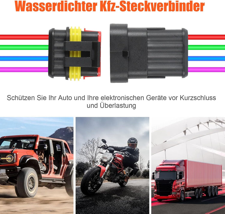 Easyhomie 708 Stück Wasserdichte KFZ Kabel Steckverbinder, 1/2/3/4/5/6 Polig Stecker, Schnellverbind