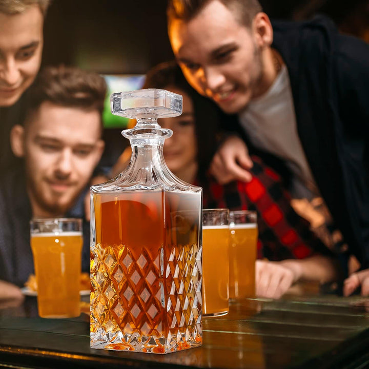 LIGHTEN LIFE Whisky-Dekanter 849, ml bleifreier Whisky Karaffe mit Stopfen in Geschenkbox,Kristall-S