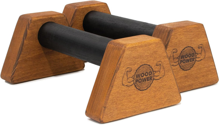 WOODPOWER® PowerBars Holz-Parallettes, gelenkschonende Liegestützgriffe, rutschfeste Handstand-Barre