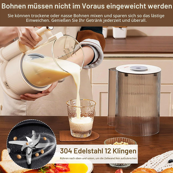 Nussmilchmaschine, Wandbrechender Maschine 1500 ml Automatische Sojamilch Maschine Smoothie und Saft