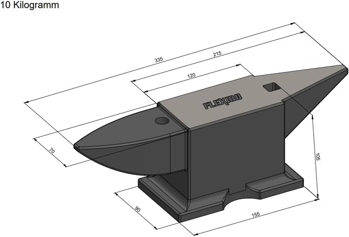 FLEXMO Schmiede Amboss 5 KG / 10 KG Schmiede Zubehör Amboss Werkzeug mit rundem und quadratischem Lo