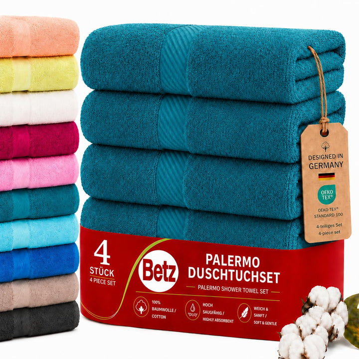 Betz Palermo Duschtücher – 4X Duschtuch aus 100% Baumwolle - Badetuch – Saunatuch –Liegetuch - 70 x