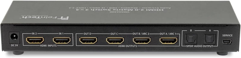 FeinTech VMS02400 HDMI 2.0 Matrix Switch Splitter 2 Eingänge 4 Ausgänge Audio Extractor 4K 60Hz HDR