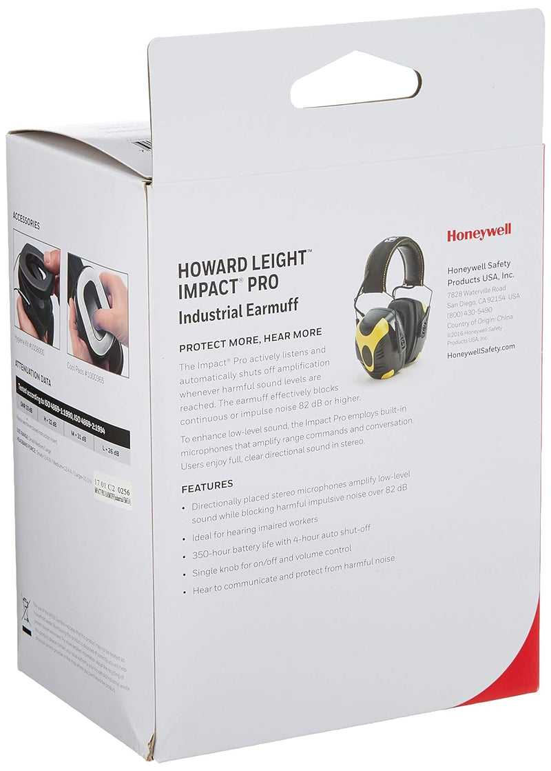 Honeywell 1034491 Howard Leight Impact Pro Industrie Weiche Ohrenschützer Schwarz / Gelb, Schwarz /