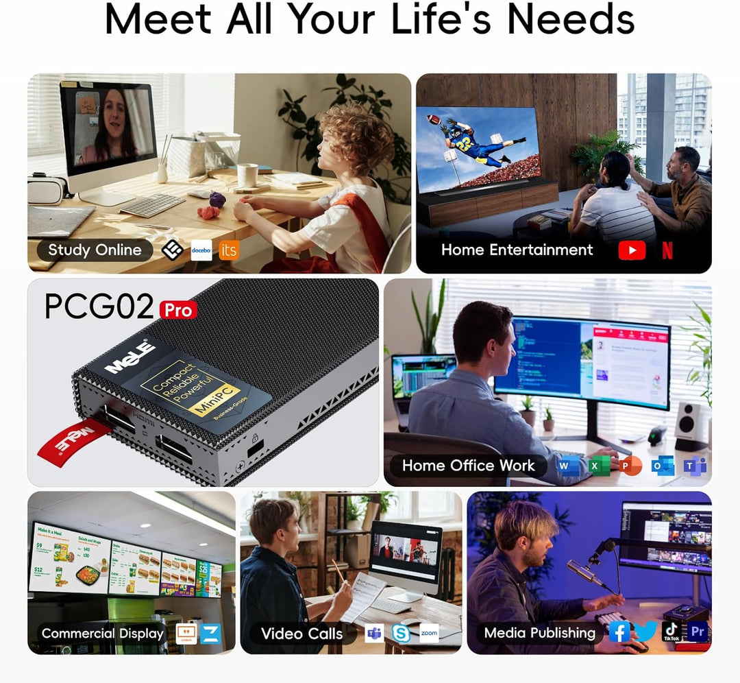 MeLE Lüfterloser Mini-PC-Stick PCG02 Pro N5100, 8 GB RAM, 256 GB Speicher, Micro-Desktop-Computer, D