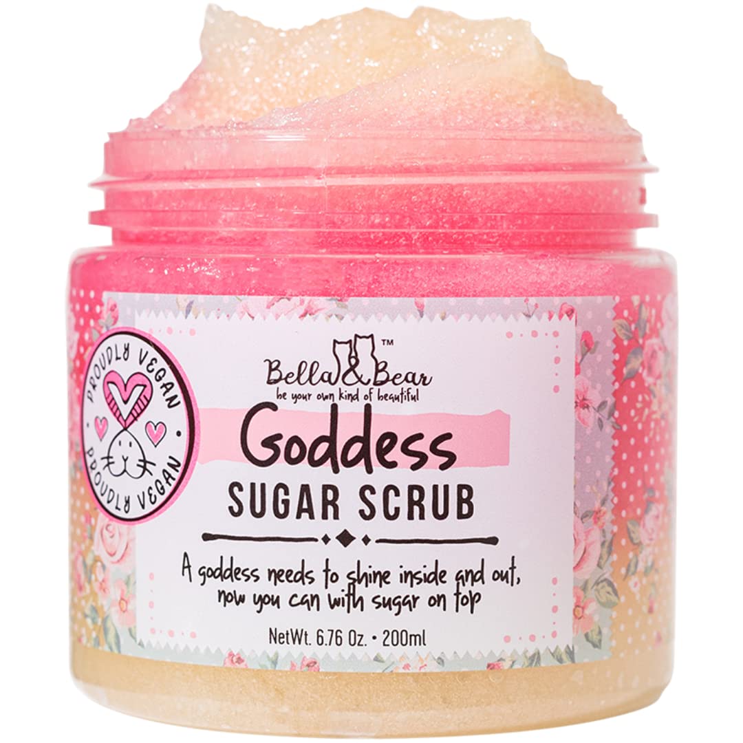 Bella and Bear Goddess Sugar Scrub, No Parabens, New Fragrance, Cruelty-Free, Vegan-Friendly Exfolia