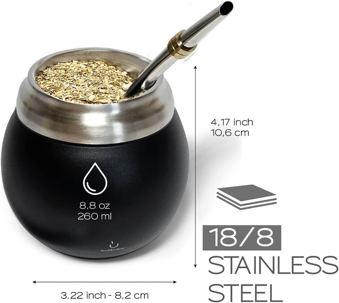 Yerba Mate Set - Modernes Yerba Mate Gourd Kit - Edelstahl mit Calabash Form und Bombilla - Einfach