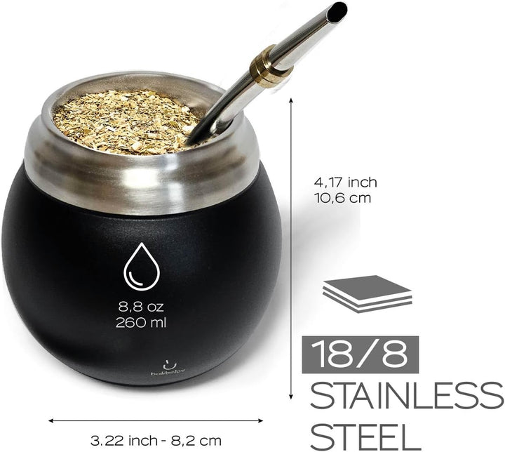 Yerba Mate Set - Modernes Yerba Mate Gourd Kit - Edelstahl mit Calabash Form und Bombilla - Einfach