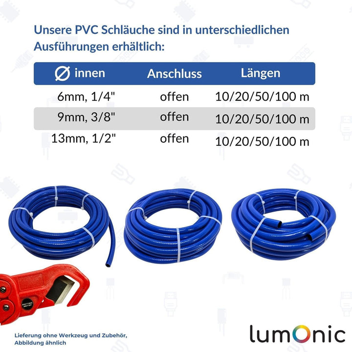 Lumonic 20m Druckluftschlauch I 13mm I flexibel, abriebfest und gewebeverstärkt I Druckluft & Bewäss