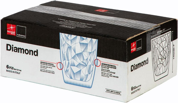 Bormioli Rocco Diamond -Wassergläser - 390ml - Blau - Pack Von 12