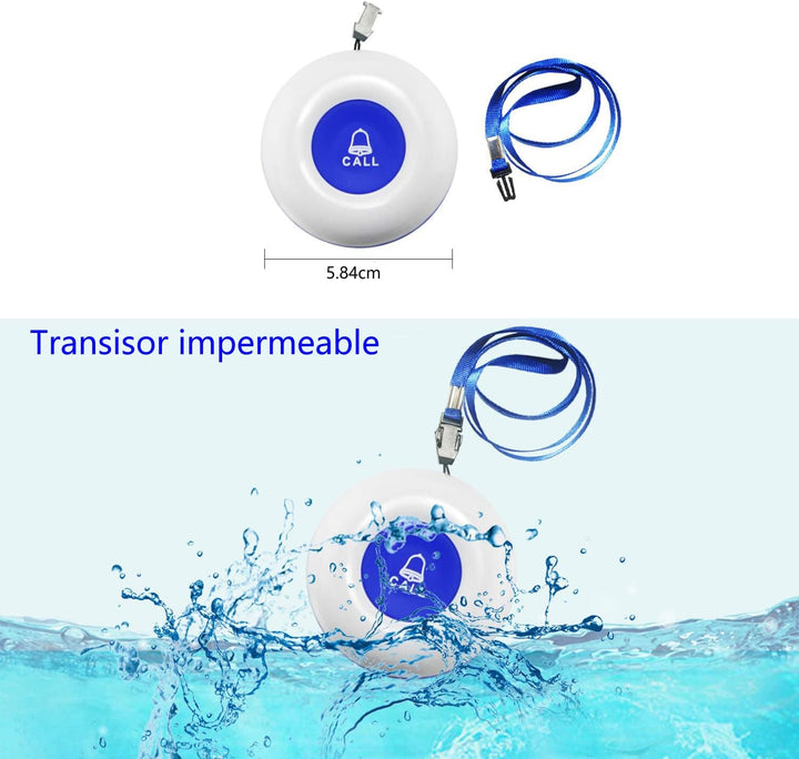 Liotoin Notrufknopf für Senioren Kabellos SOS Alarm Notruf Knopf Wasserdicht 2 Sender（Funktioniert n