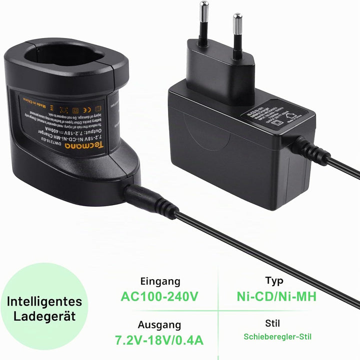 7.2V-18V Ladegerät für Dewalt 7.2V 9.6V 12V 14.4V 18V NI-MH/NI-Cd Akkus, für DE9057 DE9071 DE9091 DE