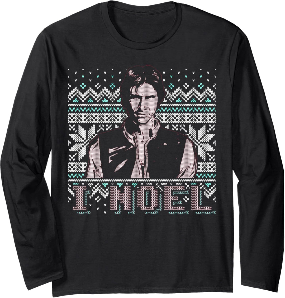 Star Wars Han Solo I Noel Holiday Pun Text Langarmshirt