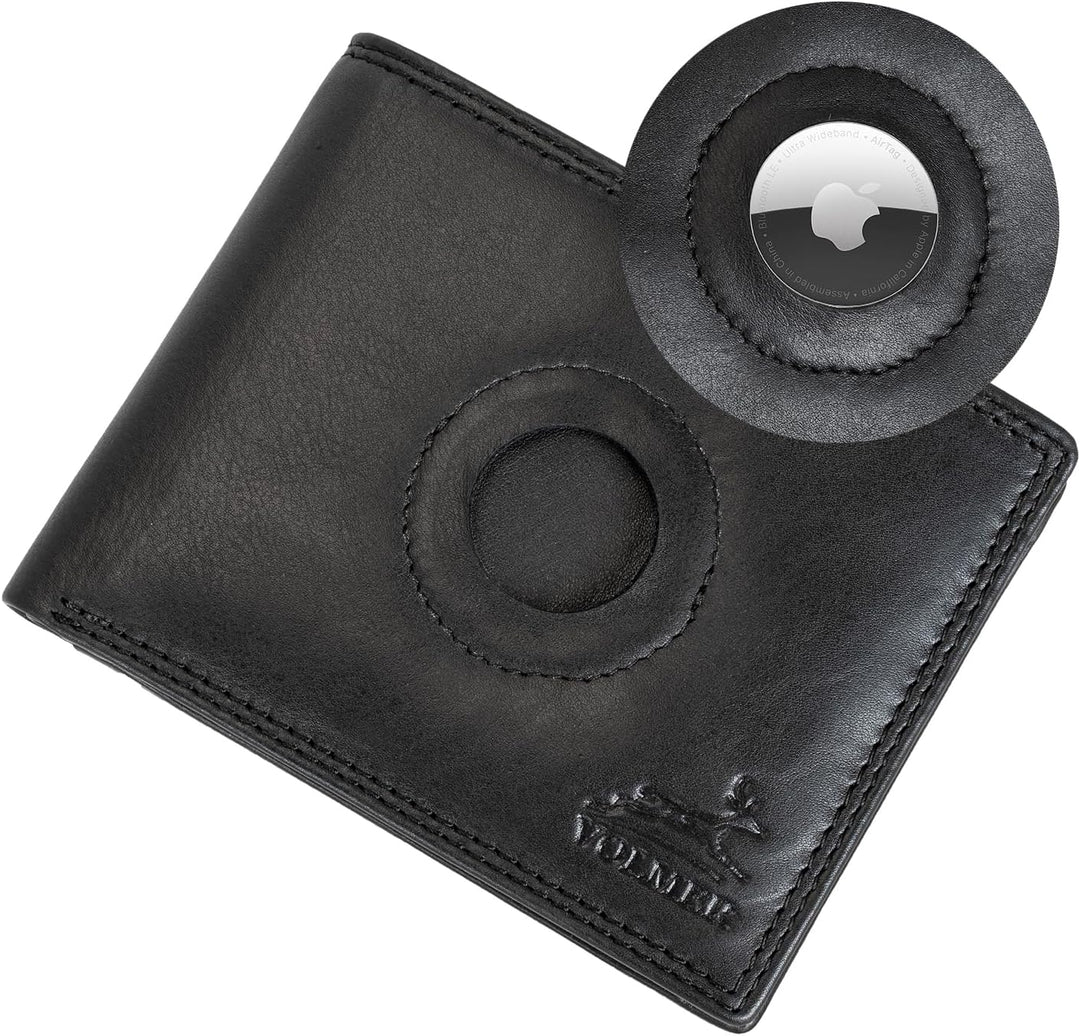 Fa.Volmer ® Leder Geldbörse Herren mit RFID-Schutz - AirTag-Fach - extra-stabile Doppelnaht - 6 Fäch