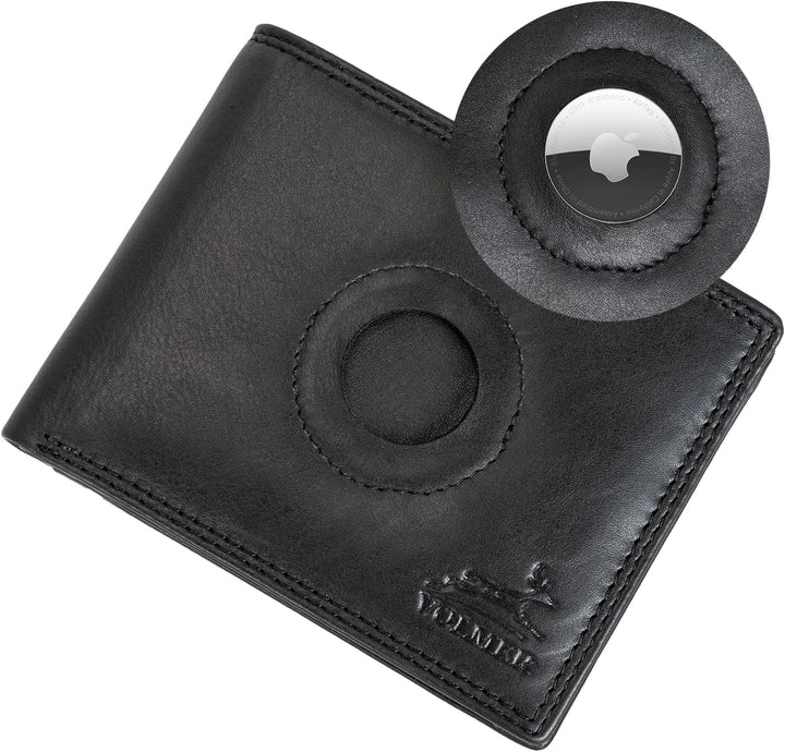 Fa.Volmer ® Leder Geldbörse Herren mit RFID-Schutz - AirTag-Fach - extra-stabile Doppelnaht - 6 Fäch