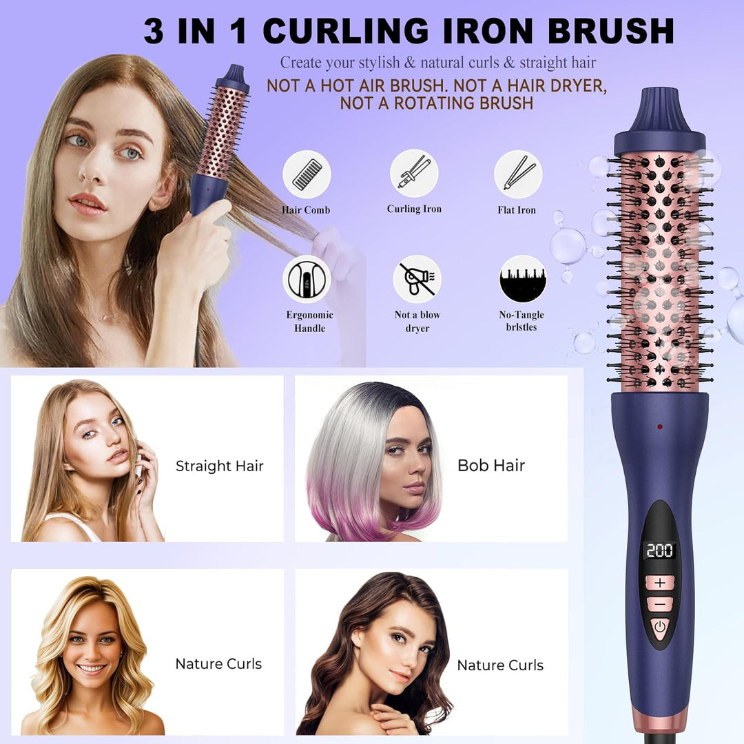 Thermal Brush 38mm, Thermobürste Wärmebürste 3 in 1, UKLISS Lockenbürste LCD-Anzeige 120-210℃, Rundb