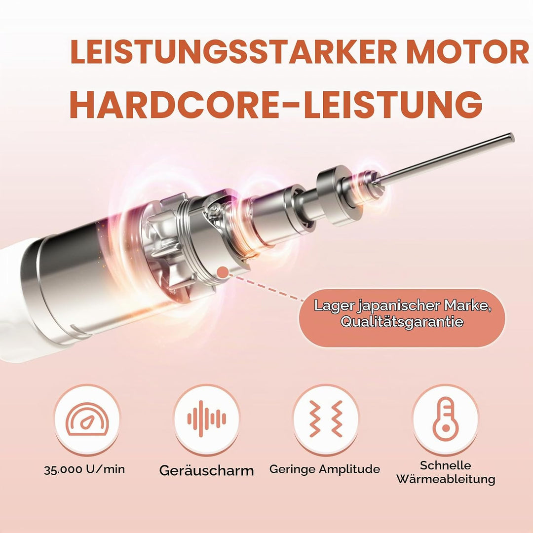 Nagelfräser JCMaster Profi, Fräser Nägel max. 35.000 U/Min, Elektrische Nagelfeile mit Fusspedal für