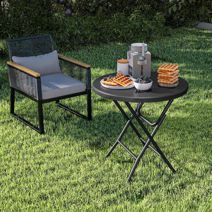 YITAHOME 80cm Gartentisch, Runder Klapptisch, Balkontisch Klappbar, Campingtisch Wetterfest für Outd