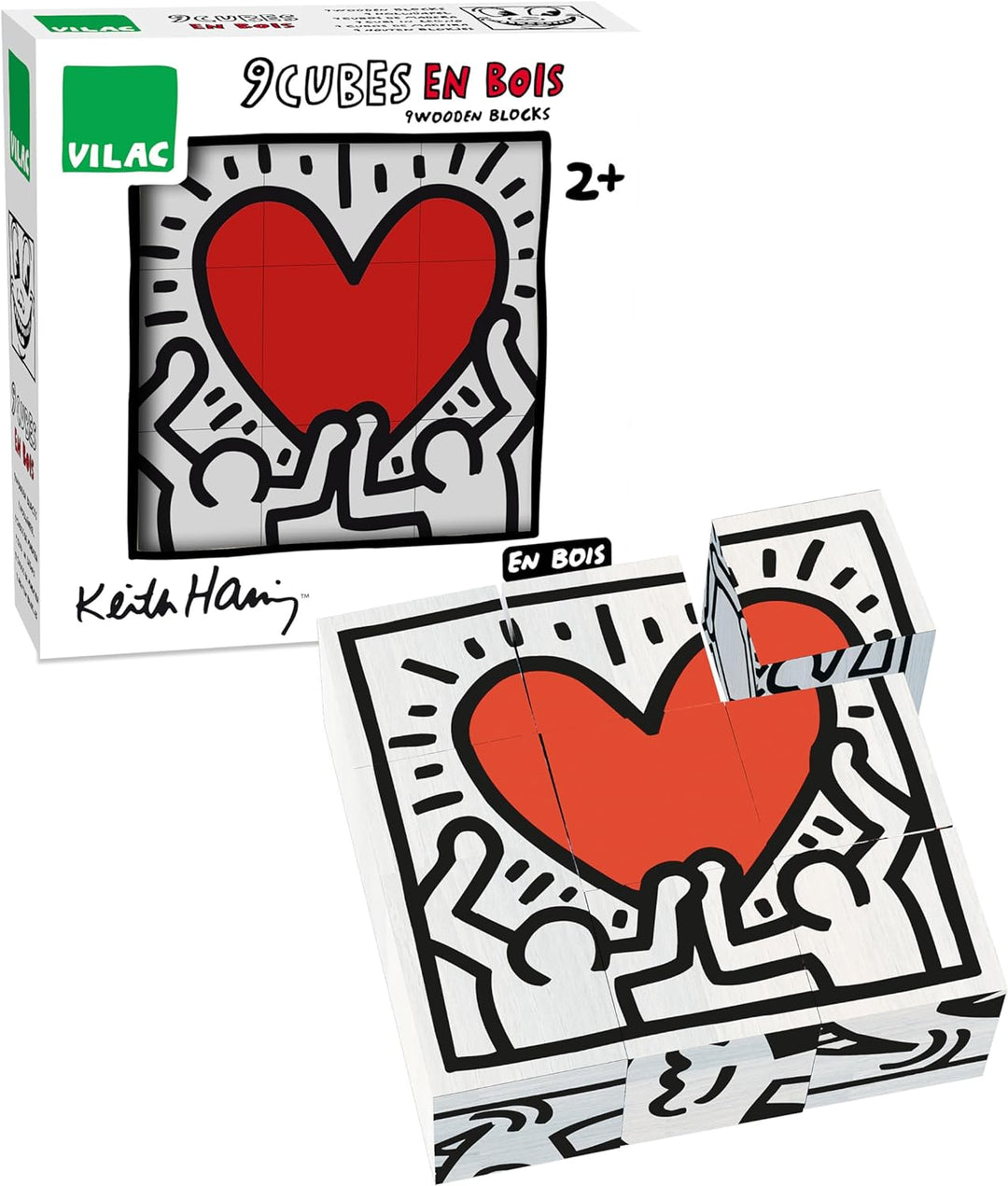 Vilac 9227 Keith Haring Würfelset 9 Stück, Mehrfarbig