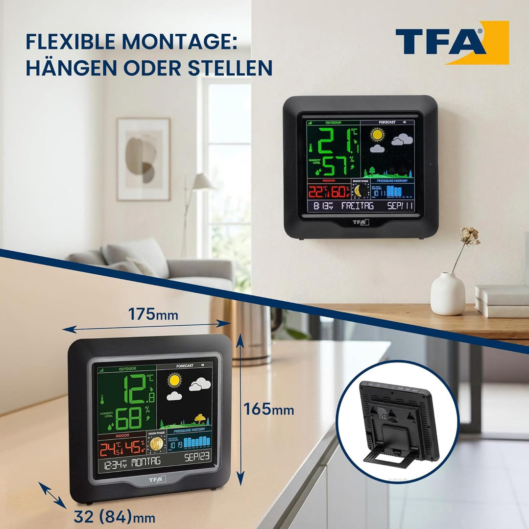 TFA Dostmann Season Funk-Wetterstation, 35.1150.01, Wetterstation Funk mit Aussensensor, Mondphasen,